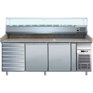 Rozsdamentes hűtött pizza pult