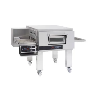 Rozsdamentes gázüzemű moduláris futószalagos pizzasűtő tűzálló sűtőfelülettel 