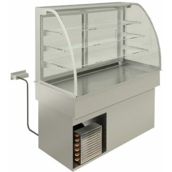 Ventillációs hűtésű beépíthető medence vitrinnel és alsó hűtőszekrénnyel