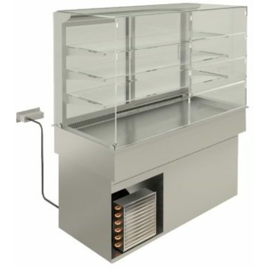 Ventillációs hűtésű beépíthető medence vitrinnel és alsó hűtőszekrénnyel
